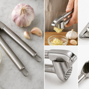 Premium Aluminum Garlic Press with Cleaning Tool