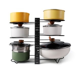 Adjustable Pot & Pan Organizer Rack – Kitchen Cabinet Storage