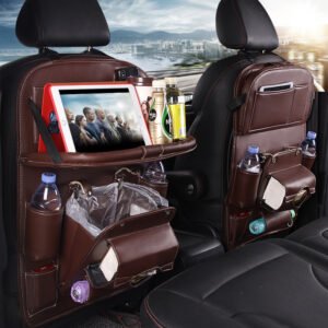 PU Leather Car Seat Back Organizer & Storage Bag