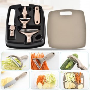3-Piece Stainless Steel Knife, Peeler & Cutting Board Set