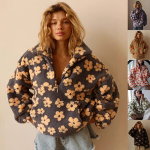 Women's Fleece Zip-Up Lapel Sweatshirt