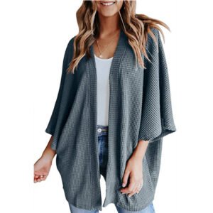 Women's Batwing Sleeve Waffle Knit Cardigan