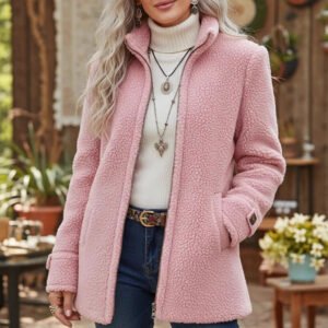Women's Stand Collar Fleece Zip-Up Jacket